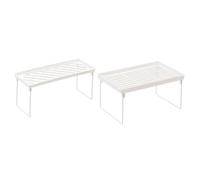 SHINEOFI 2 Piezas Estante de Mesa Organizador de Cocina de Hierro Blanco | Separación Amplia, Superficie Curva Suave y Toque Agradable, Diseño Simple para Mesa, Armarios y Exhibición