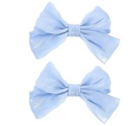 SHINEOFI 2 Piezas Hebillas para Cortinas Abrazadera de Cortina Lazo Azul de Aleación y Poliéster sin Herramientas Fácil de Usar para Visillos Salón y Dormitorio