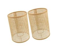 SHINEOFI 2 piezas Pantallas de Lámparas de Ratán Tejidas Rústicas de Unidades Cubiertas Ligeras para Lámparas de Techo y Colgantes Difusores Decorativos para Salón y Dormitorio