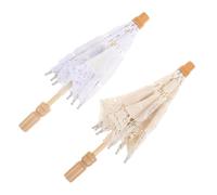 SHINEOFI 2 Piezas Paraguas De Fotografía De Encaje Mini Sombrilla De Encaje para Muñeca Sombrilla Vintage Blanca para Novia Muñeca Paraguas para Fotos De Boda De 12''