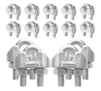 SHINEOFI 20 Unidades Clip para Cable de Acero Inoxidable M6 1/4 Pulgada Agarre Seguro para Cuerda y Cable, Adecuado para Cercas y Enrejados de Jardín, Color Plata