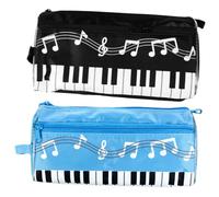 SHINEOFI 2piezas Estuches para Lápices Diseño Notas Musicales y Piano Estuche Portátil para Bolígrafos para Estudiantes y Clases De Música