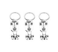 SHINEOFI 3 Llaveros Forma de Mini Coche de Carreras Plateados, Pequeños Llaveros Decorativos para Llaves, Accesorio Automotor para Hombres y Mujeres, Pack 3 Piezas para Obsequio