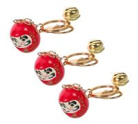 SHINEOFI 3 Llaveros Japoneses Daruma de Resina Rojo para Bolso y Monedero Diseño Tradicional y Símbolo de Buena Suerte para Recuerdos de Fiesta