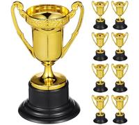 SHINEOFI 3. Mini trofeos de 4 pulgadas, 12 piezas de trofeo dorado, trofeos de plástico a granel para niños, recompensas escolares, premios ganadores de torneos deportivos
