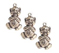 SHINEOFI 3 Piezas Adorno De Cerdo De Latón Hogar Equipo Cauri Estatuilla De Cerdo Del Zodiaco Talón Cuentas Rosario Campana Decoración Colgante De Llave Diy Adorno Clave
