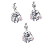 SHINEOFI 3 Piezas conejito collar colgante encantos telar afortunado Rosario juguetes felpa conejos pascua conejos de pascua encanto del collar de conejo exquisito colgante de conejo plata