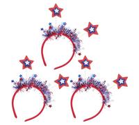 SHINEOFI 3 Piezas Diadema Día Independencia Estrella de Fieltro y Purpurina, Ligera y Estable para Eventos Temáticos y Días de Juego Patrióticos