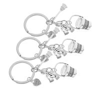 SHINEOFI 3 Piezas Llavero Creativo de Escoba y Recogedor de Aleación de Zinc, Compacto y Ligero, Accesorio Decorativo Adecuado para Regalos de Despedida de Trabajo