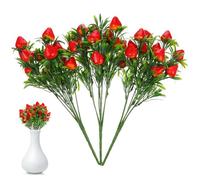 SHINEOFI 3 Tallos de Fresa Artificiales, Accesorios para Plantas de Fresa Falsas, Ramo de Ramas para Decoración del Hogar, Decoración de Fiestas, 10,62 X 8,26 Pulgadas