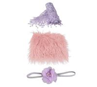 SHINEOFI 3piezas Accesorios para Fotografía De Bebés Manta Arrullo y Diadema para Niñas Fotos De Envoltorio De Recuerdo