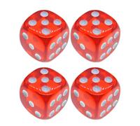 SHINEOFI 4 Dados de Juego Estándar de 6 Caras, Dados Acrílicos Translúcidos de 18 Mm para Juegos de Mesa, Actividades de Fiesta de Enseñanza Y Aprendizaje de Matemáticas, Color Rojo