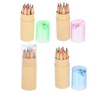 SHINEOFI 4 Juegos Mini y Colores de Madera Lápices de Colores con Sacapuntas Manual, Diseño para Dibujo y Educación Artística, Adultos