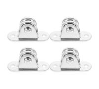 SHINEOFI 4 Juegos Polea de Cuerda de Elevación de Hierro Plata, Polea Giratoria, Tracción y Levantamiento, para Cortinas y Techo de Piscina