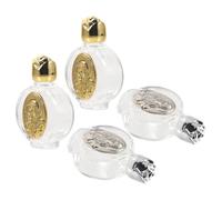 SHINEOFI 4 Piezas Botellas de Vidrio con Tapa en Forma de Rosa, Capacidad 15ml, Sello Seguro y Reutilizable, Adecuado para Altares en Casa o Regalos Religiosos Elegantes