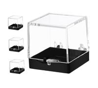 SHINEOFI 4 Piezas Caja de Exhibición para Minerales y Gemas Transparente con Base Negra Estuche Resistente para Colecciones y Muestras Contenedor Multifuncional para Joyas y Rocas