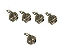 SHINEOFI 5 Piezas colgante de campana Rosario keychains timbre de la puerta cuentas de letras campanas Accesorios de coche estatuilla de latón de época Llavero decoración de latón encanto