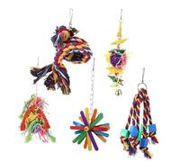 SHINEOFI 5 Piezas Juguetes para Masticar Colgantes Colores Vivos Madera Natural Seguro Jaula Agapornis Mascotas