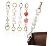 SHINEOFI 5 Piezas Metal Purse Chain Straps Extenders With Floral Strawberry Moon Designs Adjustable Replacement Chains For Women Handbags