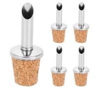 SHINEOFI 5 Piezas Tapón Vertedor de Acero Inoxidable para Botellas de Vino y Vinagre Diseño de Pico Inclinado y Sello Hermético para Uso Profesional y Doméstico