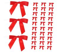 SHINEOFI 50 Piezas Unidades Lazos Rojos Pequeños de Poliéster con Alambre para Manualidades Decoración de Bodas Embalaje de y Fiestas