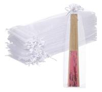 SHINEOFI 50Pcs Organza Hand Fan Bags, Large Drawstring Organza Bags Decoration, Hand Fan Decorative Pouch Party Wedding