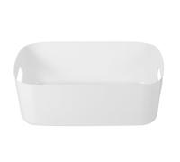 SHINEOFI 6 Cestas Organizadoras de Plástico ABS Grandes Blancas Contenedores de Almacenamiento Asas Recortadas para Baño Cocina Armario y Escritorio Pack de 6 Unidades