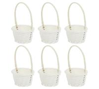 SHINEOFI 6 Piezas Cesta Tejida Asa de Bambú, Cesta de Ratán de Estilo Campestre