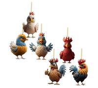 SHINEOFI 6 piezas Colgantes de Gallina Acrílica Decorativas para Jardín y Exterior Adornos Navideños Coloridos para Hogar y Fiesta Regalo Original para Amantes de Animales Decoración