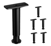 SHINEOFI 6 Piezas Marco De Soporte De La Cama Tubo De Subida Extensores Pequeño Patas De Mesa De Reemplazo del Marco De La Cama Reemplazos Pata De La Mesa Apoya Negro Acero Plastico