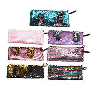 SHINEOFI 7 Piezas Estuche para lápices con Lentejuelas Bolsa de Almacenamiento para Cable de Datos Chicas lápiz Bolsas Bolsa de lápiz de Sirena Estuche Escolar Organizador de bolígrafos