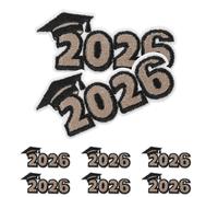 SHINEOFI 8 Parches Termoadhesivos Bordados 2026 Negro y Dorado Apliques Decorativos para Ropa y Sombreros Parches de Graduación para Chaquetas y Mochilas Adecuado para Temporada de