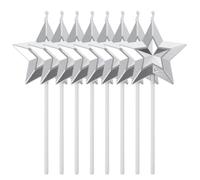 SHINEOFI 8 Piezas Vela Decorativa para Pastel de Cumpleaños en Forma de Estrella Tridimensional Plata, para Decoración Elegante Humo Brillante, Adecuado para Fiestas al Aire Libre