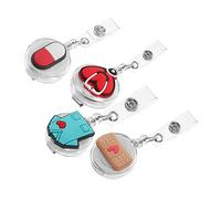 SHINEOFI Accesorios para Técnicos de Farmacia Paquete de 4 Clips de Identificación Retráctiles Portaetiquetas Credencial de Enfermería Credencial de Estudiante Fácil de Desbloquear