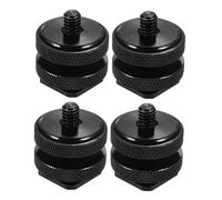 SHINEOFI Adaptador de Zapata para Cámara Tornillo Doble Bloqueable de 1/4 Pulgada en Aleación de Aluminio, 4 Piezas para Montaje Seguro en Trípode y Flash