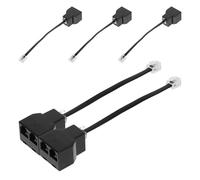 SHINEOFI Adaptador Divisor de Línea Telefónica Rj11 6p4c Negro, Cable Divisor de 2 Vías para Teléfono Fijo, Paquete de 5 Unidades, Compatible Líneas de Conmutación y Uso Doméstico