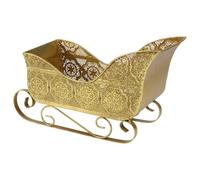 SHINEOFI Adorno Navideño de Trineo Pequeño Dorado de Hierro para Ambientación Rústica Vintage en Fiestas de Navidad y Bodas, Soporte para Dulces y Snacks