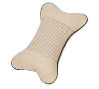 SHINEOFI Almohada Cuello del Coche en Forma de Hueso, Cojín para Reposacabezas de Cuero Sintético Beige, Soporte Ergonómico para Asiento de Automóvil y Uso Doméstico, Almohada Transpirable