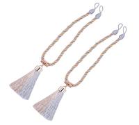 SHINEOFI Alzapaños de Cortina de Algodón Trenzados a Mano Borlas Decorativas Sujetacortinas Rústicos en Color Gris Juego de 1 Par para Sala Dormitorio y Hotel