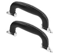 SHINEOFI Asas de Repuesto para Maleta 2 Piezas, Mango de Cuero Sintético Negro y Soporte Metálico Plateado, Asa Resistente para Equipaje, Cajas de Herramientas y Bolsos de Viaje