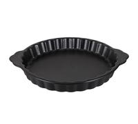 SHINEOFI Bandeja para Hornear de Cerámica Negra con Asas Dobles Molde Redondo Resistente al Calor para Cocina Fuente Práctica para Horno y Servir Alimentos Adecuado para Uso Doméstico