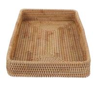 SHINEOFI Bandeja Rattan Rectangular Tejida Mano para Servir y Almacenar Grande y Decorativa Estilo Bohemio para Centro de Mesa y Uso Doméstico