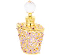 SHINEOFI Botella de Perfume Recargable de Vidrio y Metal 10 Ml, Frasco Vacío Diseño Árabe en Color Púrpura, Adecuado para Aceites Esenciales y Decoración del Hogar, Portátil para Viajes