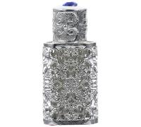 SHINEOFI Botella de Perfume Vacía Decorativa de 3 Ml Frasco Pequeño Metálico Plateado Diseño Hueco y Grabado Vintage Mini Frasco para Aceites Esenciales y Uso en Decoración de Hogar