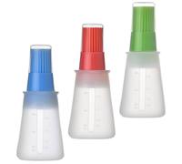 SHINEOFI Botellas de Aceite de Silicona Tapa Pinceles Resistentes al Calor Set de 3 Unidades Rojo Azul Nórdico Verde Nórdico Dispensadores para Barbacoa Cocina y Repostería Ahorro
