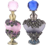 SHINEOFI Botellas de Perfume Decorativas Vintage 2 Piezas 5ml, Frascos Vacíos para Aceite Esencial y Fragancia, Diseño Retro Sellado para Almacenamiento Seguro y Uso en Hogar o Viaje