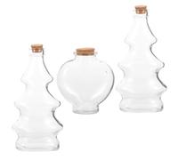 SHINEOFI Botellas de Vidrio Transparentes para Ceremonias de Arena Corcho Set de 3 Piezas 1 Botella Mediana en Forma de Corazón Estilo Pino Ideales para Regalos de Boda y Decoración del