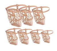 SHINEOFI Bozal de Plástico para Perro Grande 7 Piezas con Correa Ajustable de Piel Sintética Diseño Tipo Cesta Transpirable Color Albaricoque Protector Bucal Antimordeduras para