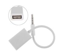 SHINEOFI Cable Adaptador USB Audio para Coche Convertidor Femenino para Aux Blanco