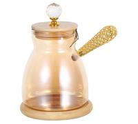 SHINEOFI Cafetera Turca de Vidrio con Mango Lateral Resistente al Calor Tetera para Estufa para Café Caliente y Derretir para Preparación Manual y Uso Doméstico